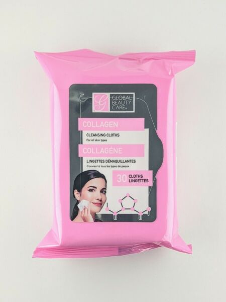 Global Beauty Care Collagen Makeup Cleansing Wipes, 30 Packs