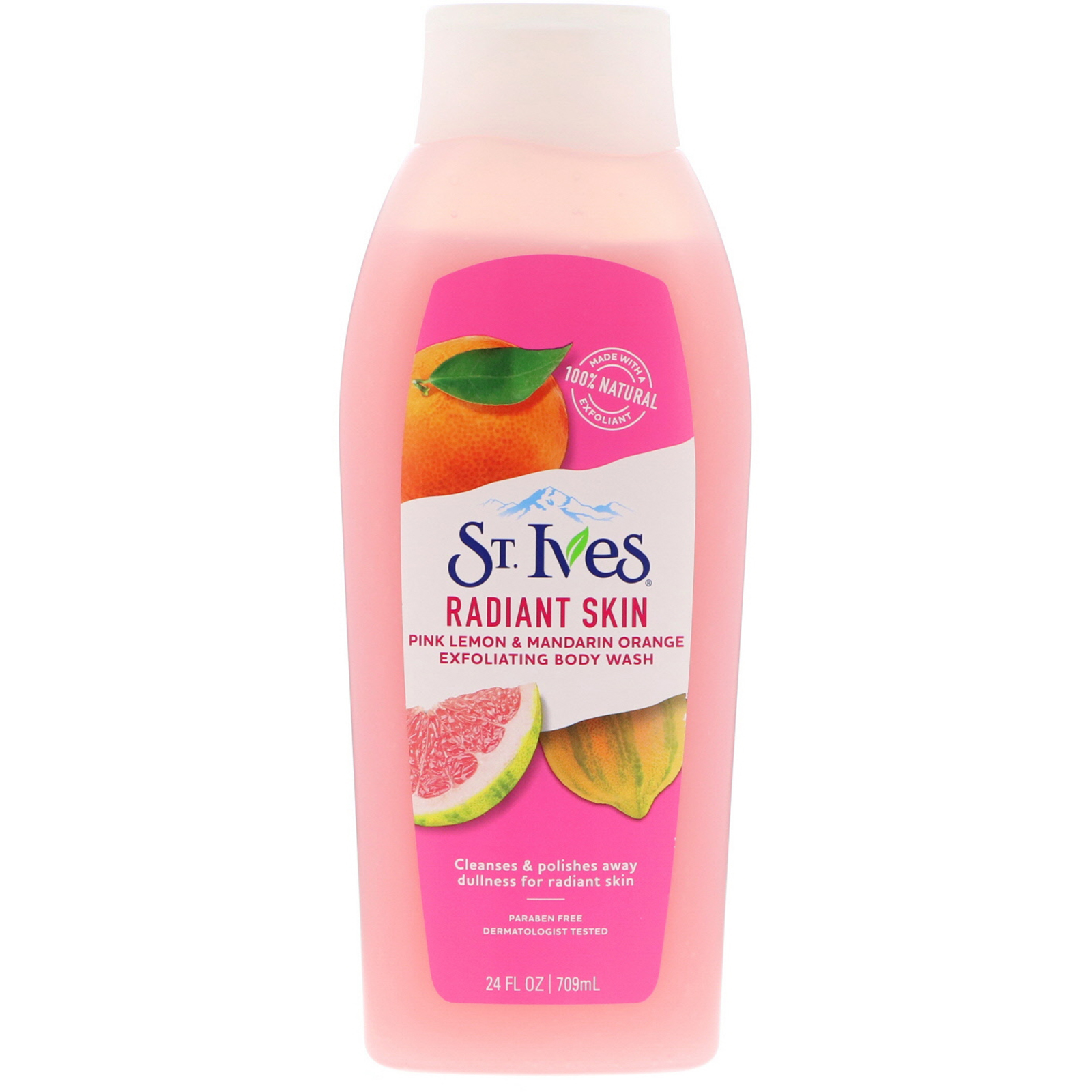 St. Ives, Radiant Skin Exfoliating Body Wash, Pink Lemon &amp; Mandarin Orange, 24 fl oz (709 ml)