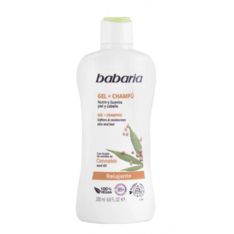 Babaria Gel + Champú Relajante con Aceite de Semilla de Cannabis 200ML
