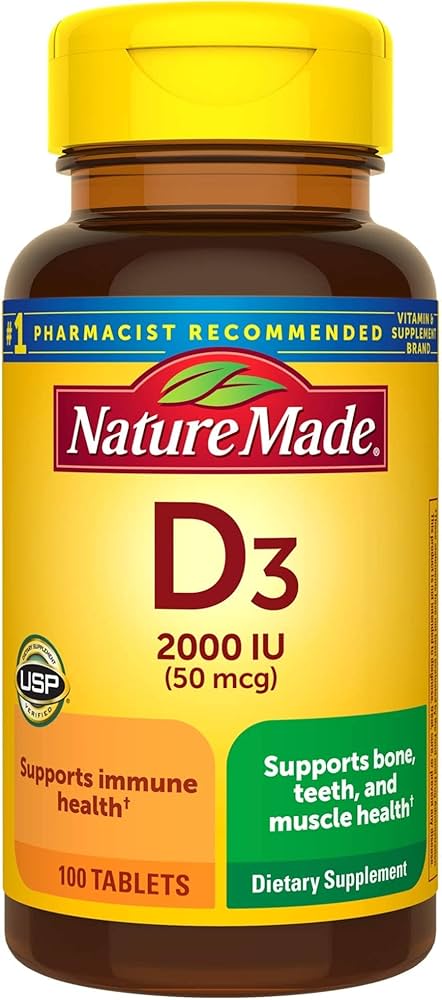 nature made vitamin d3, 100 tablets, vitamin d 2000 iu