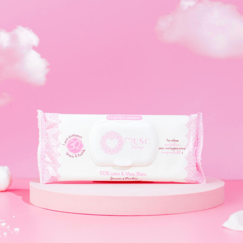 Musc Intime Lingettes Toilette Intime au Musc Blanc x30