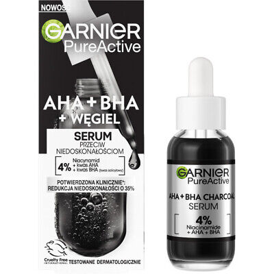 GARNIER Pure Active serum przeciw niedoskonałościom AHA + BHA + Węgiel 30m