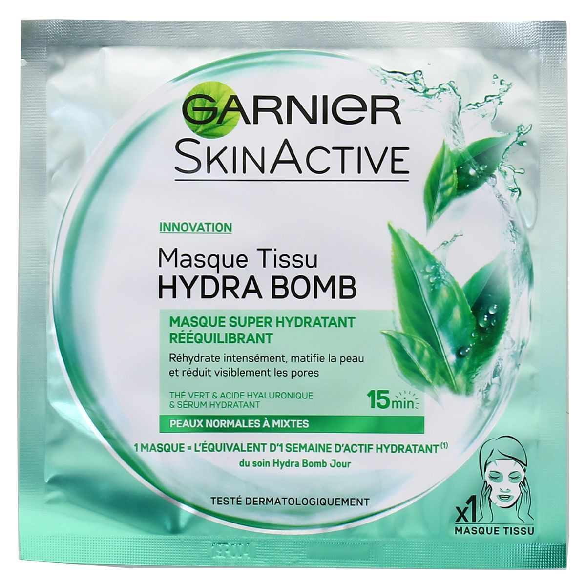 Garnier - SkinActive - Masque Tissu Hydra Bomb - Hydratant et Rééquilibrant - Peaux Normales à Mixtes