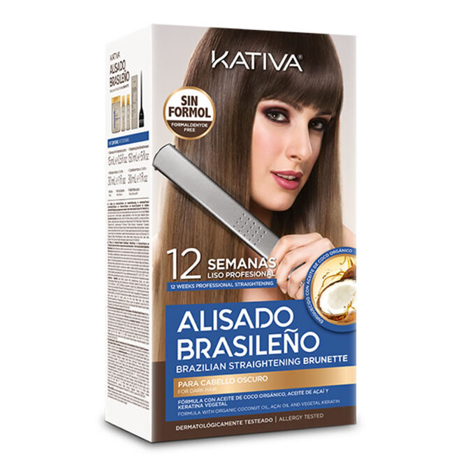 Kativa Alisado Brasileno Straitening Brunette Kit (Pre Shampoo 15 ml, Mask 150ml, Shampoo 30ml, Conditioner 30ml)