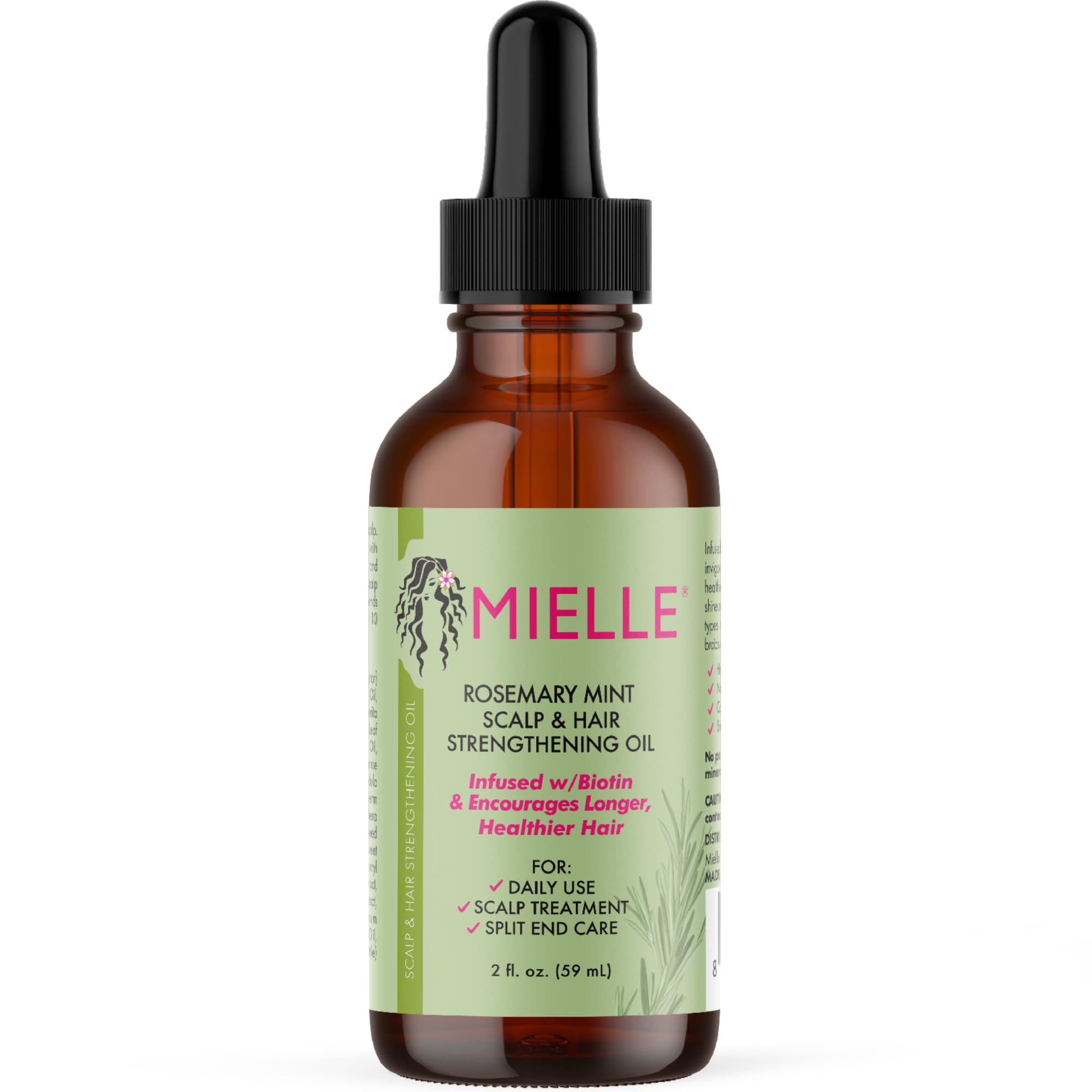 Mielle Organics Rosemary Mint Scalp & Hair Strengthening Oil With Biotin & Essential Oils, Nourishing Treatment for Split Ends and Dry Scalp for All Hair Types