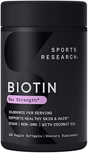 Sports Research, Biotin with Coconut Oil, 10,000 mcg, 120 Veggie Softgels