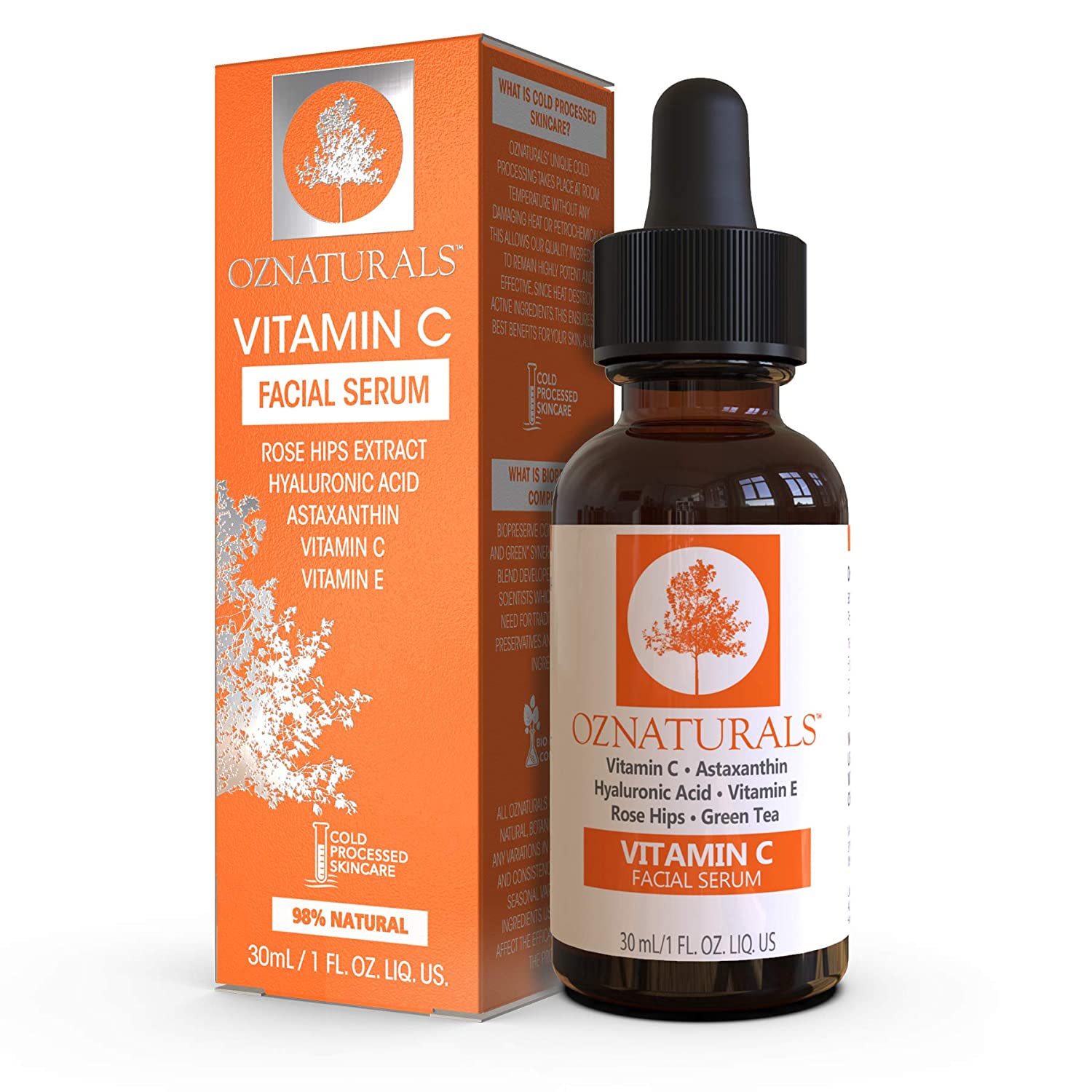 OZNaturals - Vitamin C + E + Hyaluronic Acid Facial Serum