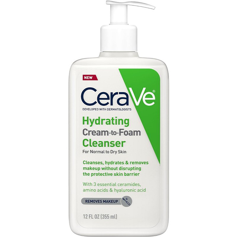 CeraVe Hydrating Cream-to-Foam Cleanser for normal to dry skin