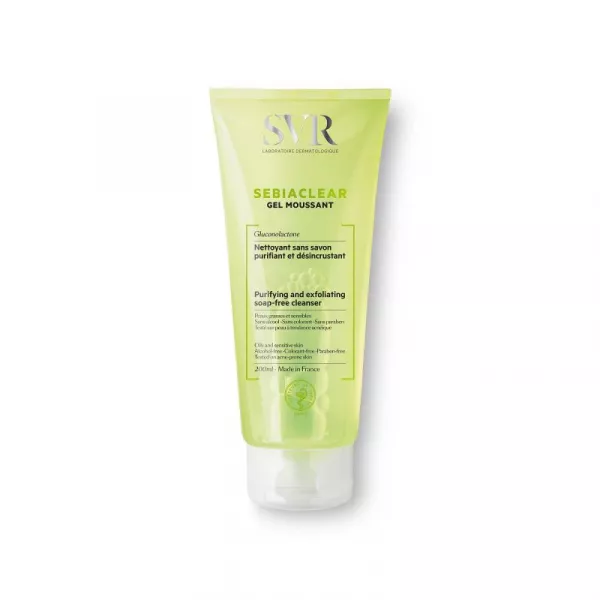 SVR SEBIACLEAR Gel Moussant 200ml - Nettoyant sans Savon, Purifiant, Désincrustant