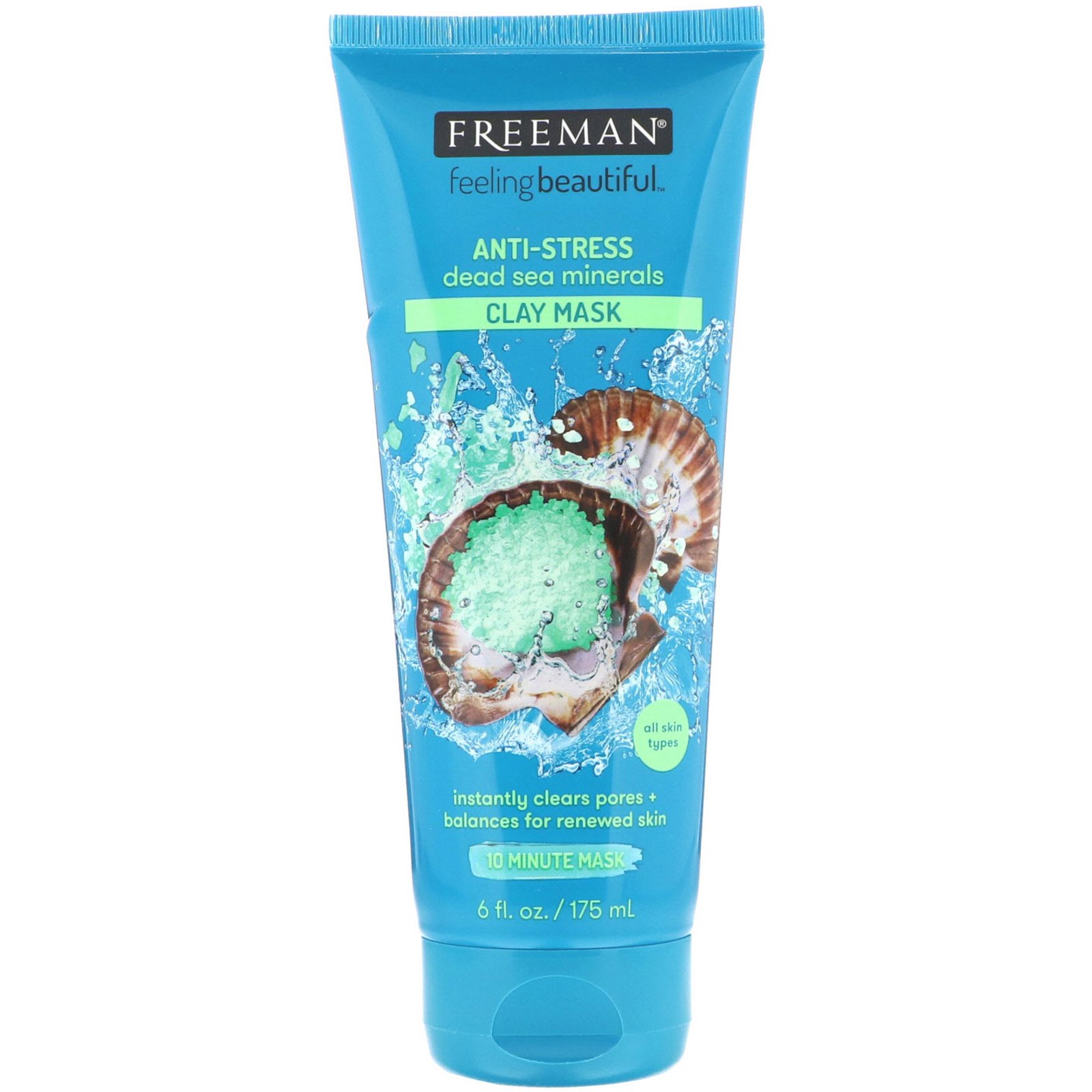 Freeman Beauty, Feeling Beautiful, Anti-Stress Clay Beauty Mask, Dead Sea Minerals, 6 fl oz