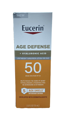 EUCERIN SUN AGE DEFENSE SPF 50 FACE SUNSCREEN LOTION WITH HAYLORONIC