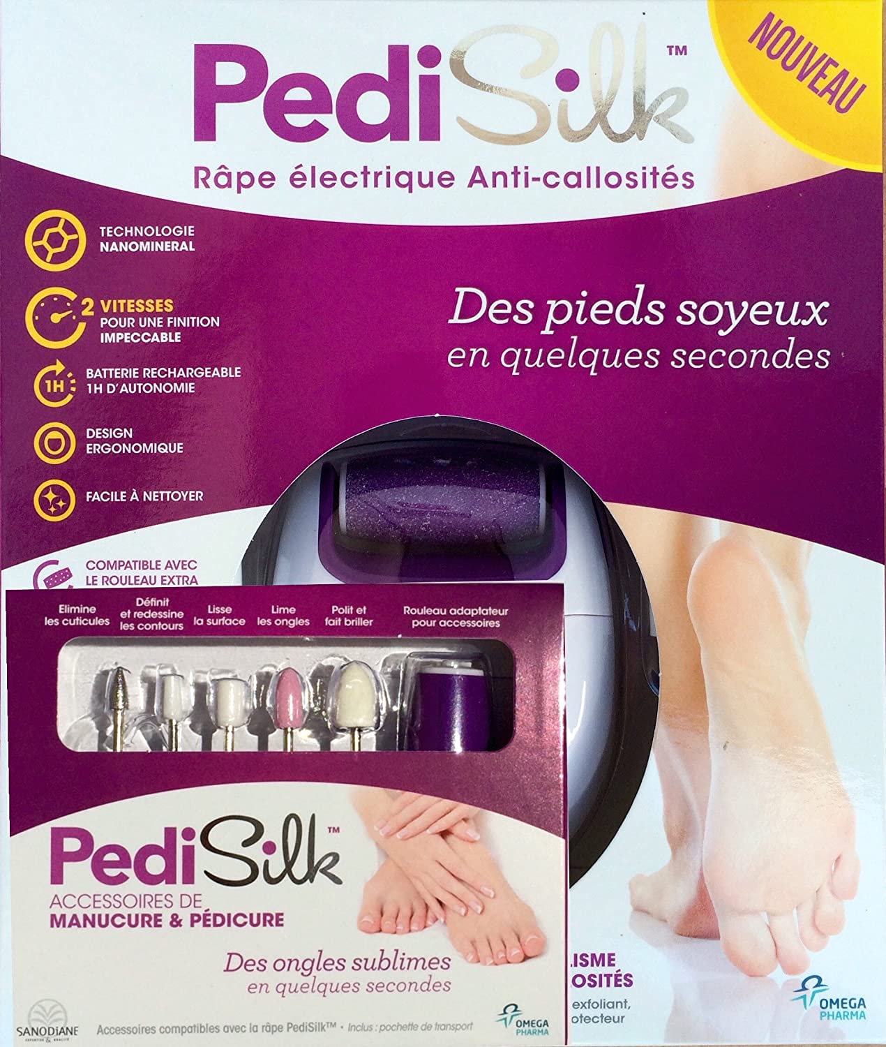 PediSilk - Kit de Manucure &amp; Pédicure - Râpe électrique Anti-callosités + Accessoires de Manucure &amp; Pédicure